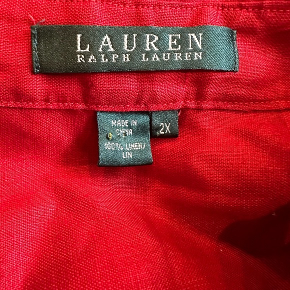 Lauren Ralph Lauren 100% Linen size 2XL ladies button down roll up sleeve shirt - Picture 5 of 6